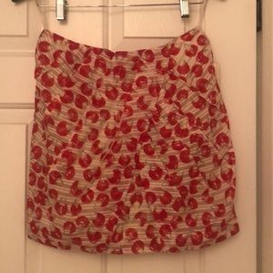 Anthropologie rose-petal silk & cotton miniskirt